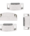 Heavy Duty Stainless Steel Magnetic Door Catch Latches Secure Cabinet And Drawer Doors With Ultra Strong Hold For Workshops Kitchen Storage Solutions featuring four steel latches.