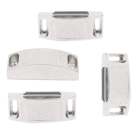 Heavy Duty Stainless Steel Magnetic Door Catch Latches Secure Cabinet And Drawer Doors With Ultra Strong Hold For Workshops Kitchen Storage Solutions featuring four steel latches.