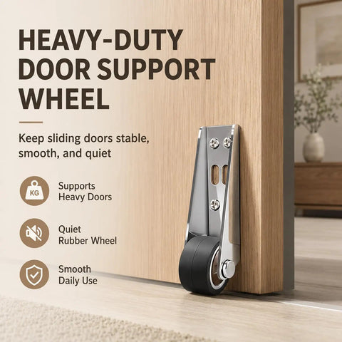 Heavy Duty Vertical Track Roller Wheel Built To Roll Smooth On Any Sliding Door Or Gate Featuring Whisper Quiet Rubber Bearing Casters and Universal Bottom Guide for No Fuss Home Upgrades