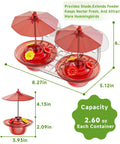 Window Mounted Hummingbird Feeder With Strong Suction Cups Bee Proof Ports Ant Moat And Dual Sun Shades Two Point Six Ounces Capacity