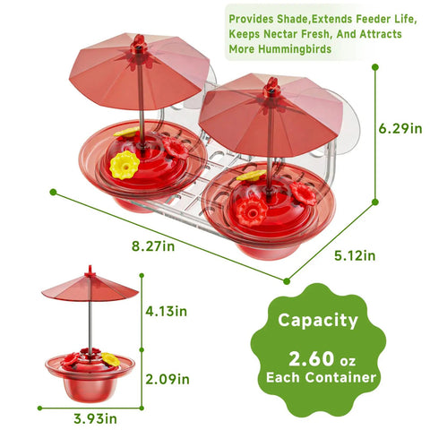 Window Mounted Hummingbird Feeder With Strong Suction Cups Bee Proof Ports Ant Moat And Dual Sun Shades Two Point Six Ounces Capacity