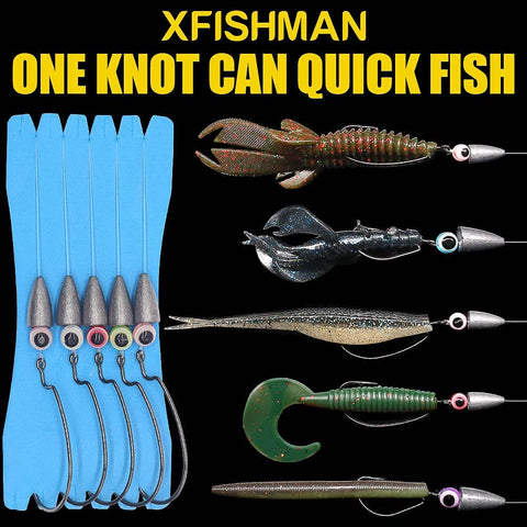 Texas Rig Bass Fishing Leaders Kit with Weights Hooks and Rigged Line, zero hooks, quarter ounce weights, five pack display