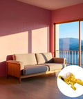No Sweat Paint Roller Set With Adjustable Extension Pole And Two Spare Covers For Crisp Ceiling Lines And Smooth Wall Coats Comes With Splash Guard Tray in living room setting.