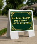 Heavy Duty Double Sided A Frame Sign For Warehouse Packing Station Made From Waterproof Coroplast Featuring clear packing instructions.