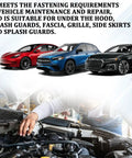 100 Piece Heavy Duty Auto Fastener Kit With Premium Steel Nylon Clips U Nuts Rivets shown during vehicle maintenance under the hood.