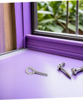 Pro Grade Stainless Steel Eye Bolt M10x60 With Nut And Flat Washer Long Reach Threaded Rigging Gear on purple surface.