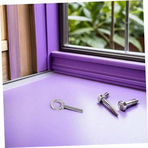 Pro Grade Stainless Steel Eye Bolt M10x60 With Nut And Flat Washer Long Reach Threaded Rigging Gear on purple surface.