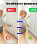 Ultra Slim Flat Plug Extension Cord Power Strip 3 Feet 3 Outlet White showing safety enhancement for child near power outlets.