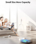 Family enjoying time together at home with Eufy RoboVac running on the floor, showcasing the Top Shelf Heavy Duty 14.4V 3200mAh Replacement Battery.