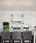 Five Light Crystal Candle Chandelier With Adjustable Chain And E12 Base For Bedroom Hallway Rustic White Ceiling Fixture in modern kitchen.