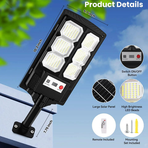 Slick Six Pack Solar Street Lights Featuring Motion Sensor And Waterproof Dusk To Dawn LED Flood Bulbs For Backyard Driveway Property Security Gonna Zero Out Your Electric Bill While Dropping Killer Glow All Night Long