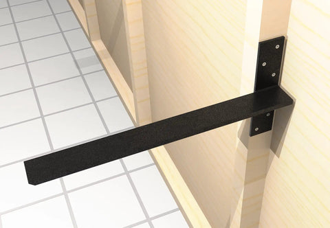 2 Pack Heavy Duty Floating Shelf Brackets For Granite Countertops, Hidden Knee Wall Mount Supports, horizontal installation view