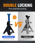 3 Ton Double Locking Car Jack Stands Heavy Duty Lift Supports Adjustable 11.2 To 16.8 Inches 6000 LB Capacity Each Set Of Two