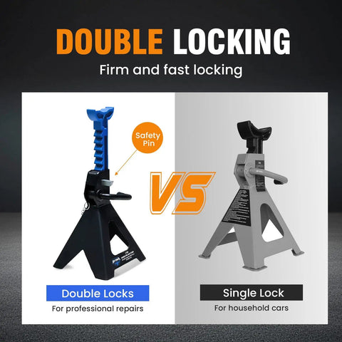 3 Ton Double Locking Car Jack Stands Heavy Duty Lift Supports Adjustable 11.2 To 16.8 Inches 6000 LB Capacity Each Set Of Two