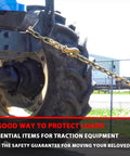 Three Eighths Inch Chain Hook Beefy Heavy Duty Grade Seventy Clevis Grab Hook For Trailer Towing attached to tractor