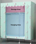 Spacious Portable Canvas Wardrobe With Hanging Rail And Integrated Shelves Large Fabric Closet Storage Organizer For Bedroom Living Room No Fuss Setup showing storage and hanging areas.