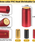 Red PVC heat shrink capsule from 60 Piece Wine Bottle Sealer Kit with Cork Stoppers and PVC Heat Shrink Capsules in Black Red Gold.