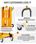 Heavy Duty Folding Hand Truck Dolly, 2 In 1 Collapsible Platform Cart with ergonomic handle and 360° swivel casters for easy transport.
