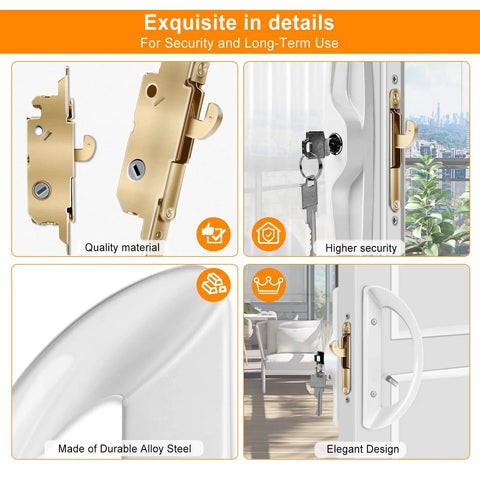 Premium Sliding Patio Door Handle Set With Lock And Key Cylinder For One And A Half To One And Three Quarters Inch Doors