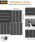 Interlocking Plastic Deck Tiles 27 Sq Ft Outdoor Flooring 12x12 Waterproof Patio Balcony Tiles All Weather Dark Grey