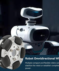 Robot omni wheel replacement, 60mm double-row multi-directional wheel with rollers, shown beside a white robot