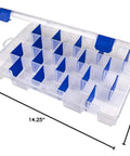 Tackle Box Organizer With Zerust Anti Rust Dividers, Customizable 18 Dividers Making 36 Compartments, Clear Fishing Lure Storage Box 14.25 x 9.125 x 2 inches