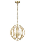 Soft Brushed Gold 3 Light Globe Cage Pendant Fixture With Three E12 Sockets Not Included Bulbs ETL Listed Elegant Modern Kitchen