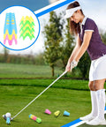 Woman using 30 Piece Golf Tees Set For Home Indoor Outdoor Practice Durable Plastic Tees In Multicolor for consistent swings