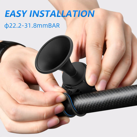 120dB Electric Bike Horn Bell, Compact Lightweight Waterproof IPX4, Quick Install For Adults Kids Bikes And Tricycles, Loud As Heck Safety Alert That Grabs Attention On City Streets, Red, on handlebar