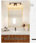 Three Light Vanity Lights With Dope Oil Rubbed Bronze Finish And Clear Glass Shades above bathroom mirror