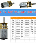 Heavy Duty N20 Micro Gear Motor Packed With Real Metal Reduction Gears Runs Like Gangbusters For Diy Robot Chassis Electronic Locks And Compact RC Mods Needing Low End Torque showing specifications and gear details.