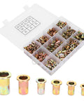 Pro Grade Rivet Nut Set Zinc Plated Steel Vertical Blind Riveting Nuts Kit For Metal Fabrication Auto And Furniture Assembly with 300 pieces.