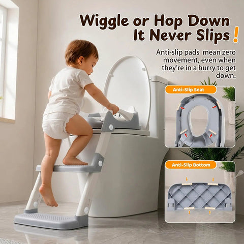 Toddler Potty Training Seat With Step Stool And Adjustable Height Toilet Trainer For Kids Features Slip Resistant Footrest That Grows With Your Kiddo And Turns Daily Bathroom Routine Into Smooth Sailing With Zero Sweat