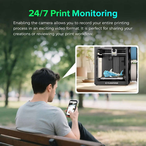 User monitoring 3D print via mobile using Camera Kit For Adventurer 5M Pro And AD5X 3D Printer With Real Time Live View And Remote Monitoring.