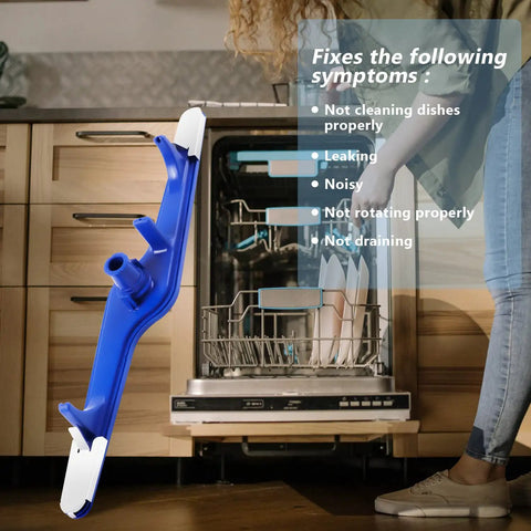 Upgrade Dishwasher Lower Spray Arm Replacement For Frigidaire And Kenmore Models 5304517203 154568002 shown with open dishwasher