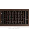 Metal Oriental Style Floor Vent Cover 6x12 with Adjustable Damper Lever, Rubbed Bronze Finish and Decorative Pattern
