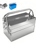 Metal Cantilever Tool Box With Fold Out Trays 3 Tier 5 Tray Stainless Steel Chest Stackable Portable Organizer for garage use