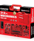 True Mechanic 312 Piece Tool Set With Ratchet And Socket System in red case packaging