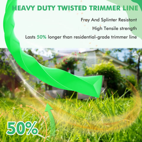 0.080 Inch String Trimmer Line, 157 Ft Pre Cut Twisted, Heavy Duty Replacement For Greenworks in a garden setting