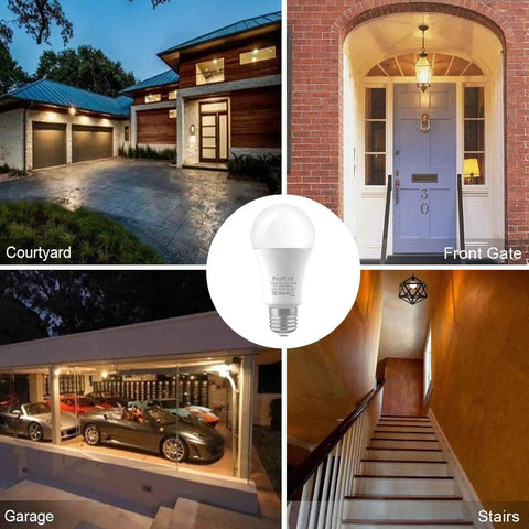 Radar Motion Sensor LED Bulbs A19 12W 1100 Lumens Daylight Outdoor Auto On Off Light For Porch Garage Driveway Patio E26 Base 2 Pack Dope Outdoor Lighting With Radar Motion Technology in garage, porch, and stairs