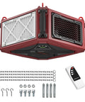 Heavy Duty Ceiling Mounted Dust Collector 1080 Cfm Wireless Remote Air Filtration System with chains and remote control.