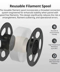 Reusable filament spool with threaded connection system, black PETG 3D Printer Filament 1.75mm 1 Kg Reusable Spool No Fuss High Dimensional Accuracy 0.02mm
