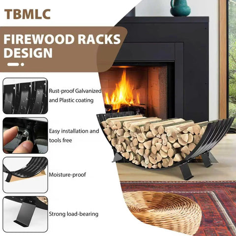 40 Inch Diameter Sector Firewood Rack Storage Built From 0.8Mm Thick Galvanized Steel With Wave Pattern And Four Stable Feet Heavy Duty Black Coated For Indoor Outdoor Wood Storage On Patio Or Deck Built To Last rack by fireplace
