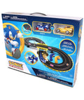 Box of Sonic And Tails RC Slot Car Set On Figure Eight Track With Working Lights, Lap Counter, Two Cars And Controllers.