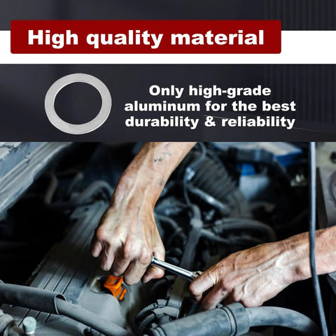Mechanic using 12 Piece Drain Plug Crush Washer And Gasket Set for Transmission and Rear Differential Oil Seals Aluminum Construction