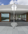 12 X 40 Sun Shade Sail With Wire Cable And A Rings installed over modern patio, light gray UV-resistant fabric, rectangular design.