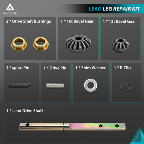 Power Landing Gear Repair Kit for 5th Wheel RV Lead Leg Replacement components displayed on gray background