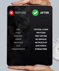Electronic screen cleaner wipes, 2-pack, front view showing before/after cleaning on a device screen