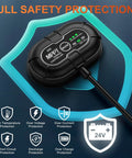 24 Volt Solar Panel With Built In Mppt Charge Controller Waterproof Trickle Charger showing safety features and display indicators.