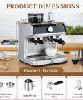 Pro Grade Espresso Coffee Machine With Built In Grinder And 20 Bar Pump Featuring Fast Steam Milk Frother Wand For That Straight Up Barista Quality Cup Every Time on kitchen counter.